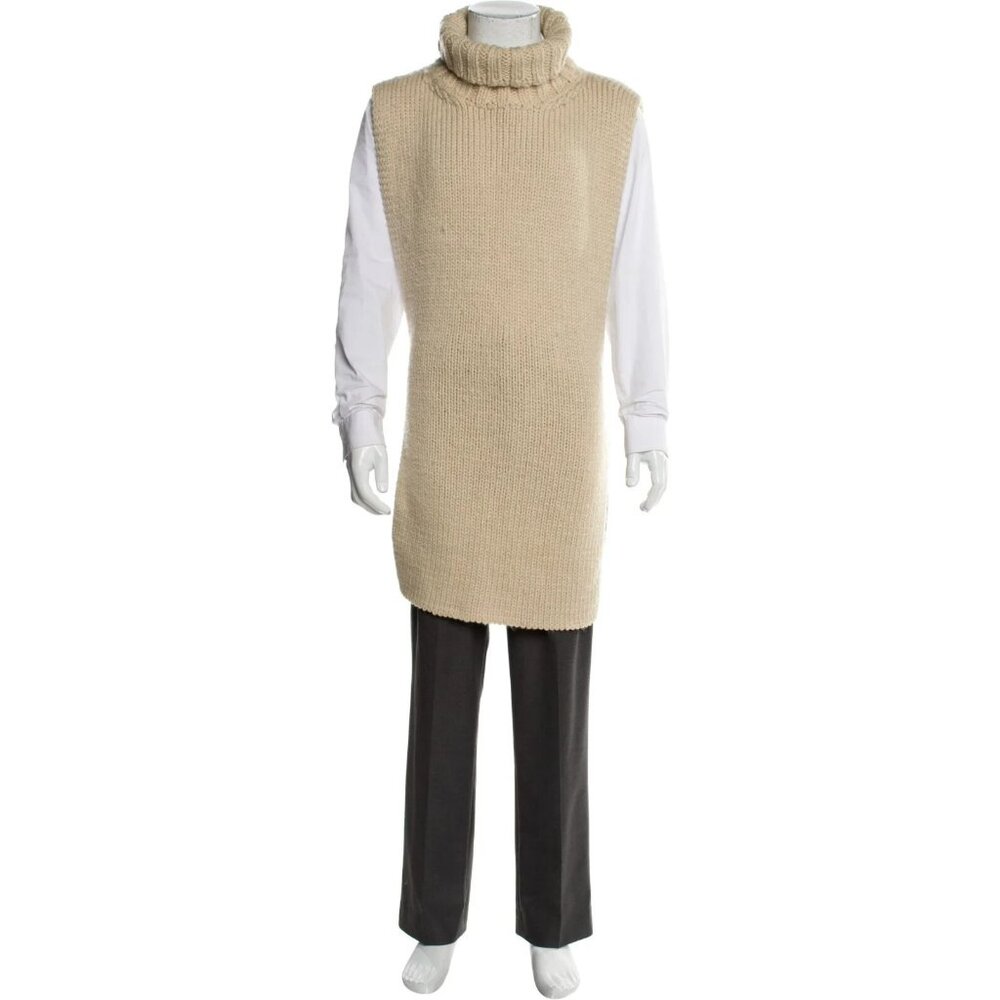 Jil Sander Oatmeal Tan Dickey Turtleneck Sweater Vest, One Size